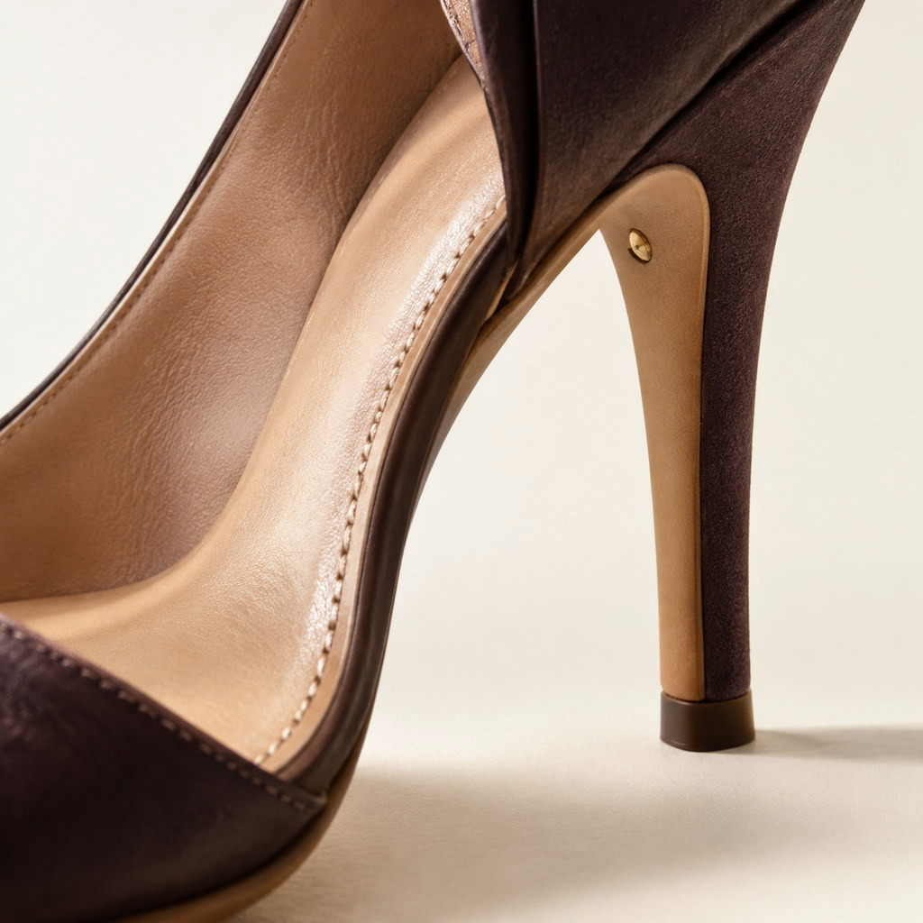 Stitching along the sole edge and a slim 70mm heel