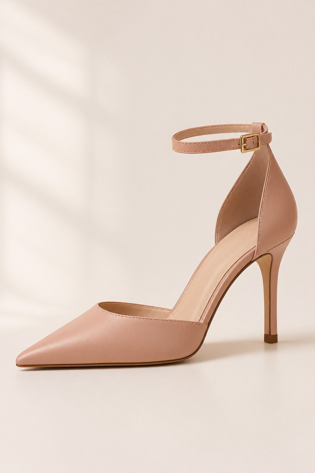 Sena 70 — nude leather ankle-strap heel with a 70mm heel